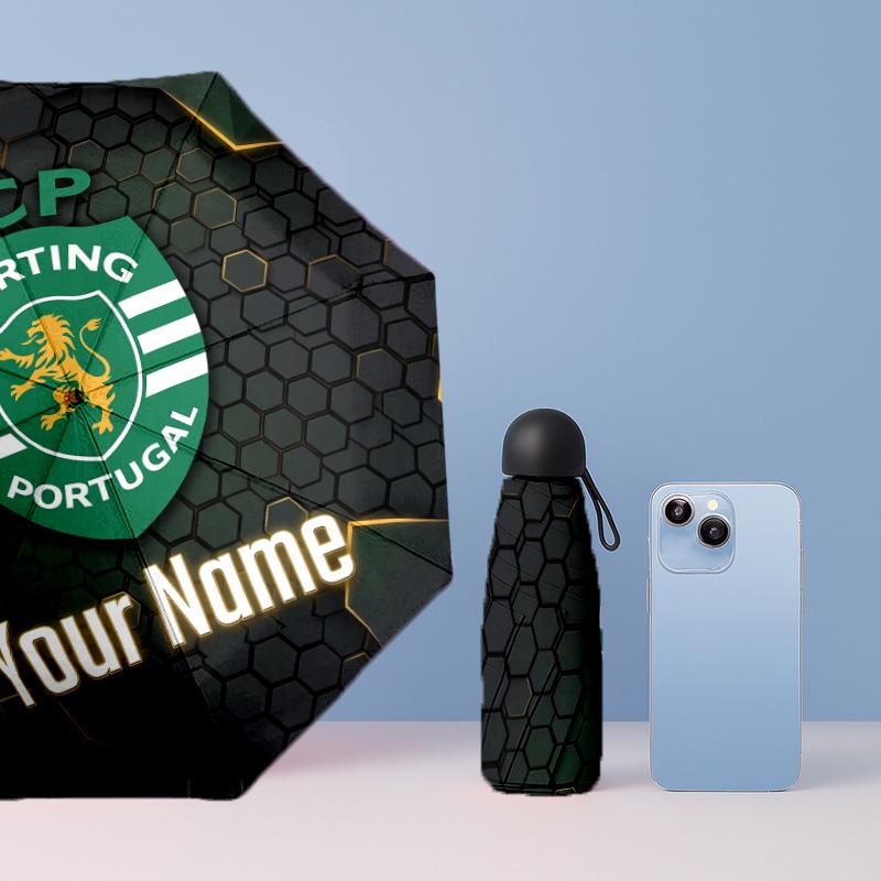 Sporting CP Manual Five Fold 8 Rib Umbrella Support Custom Text, Lightweight Travel Umbrella