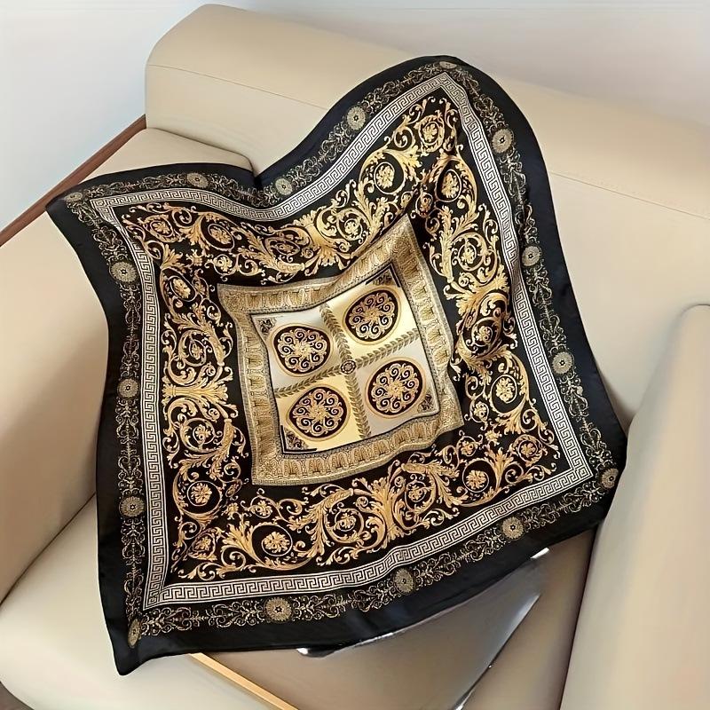 70 * 70cm Silk Scarf Square Scarf Professional Simulation Silk Scarf Retro Printed Silk Scarf for Women