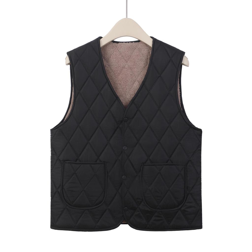 Men's Fleece-Lined Windproof Winter Cotton Vest - Lightweight, Sleeveless, and Warm for Middle-Aged & Elderly, Plus Size Available