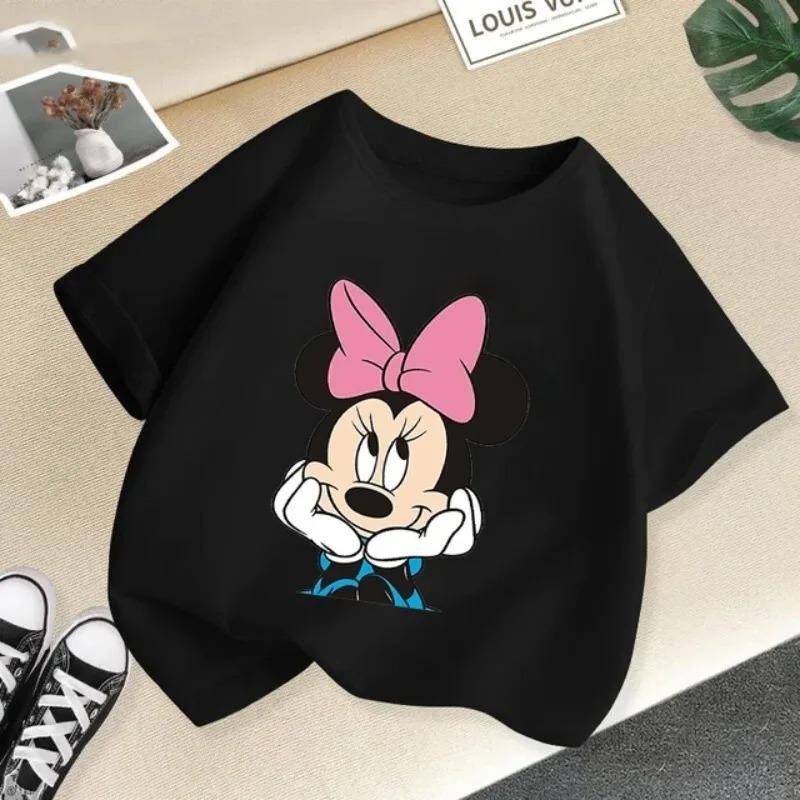 2026 Mickey Cartoon Boys and Girls Short Sleeve Summer Clothes Cute Minnie Print