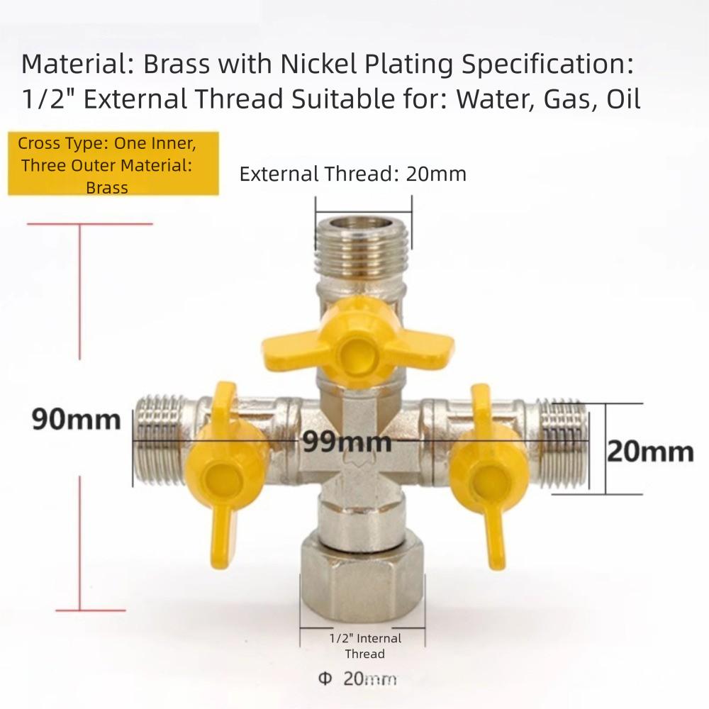 Zesílený sprchový přepínací ventil Mosazná hadicová armatura Nový uzavírací ventil Baterie