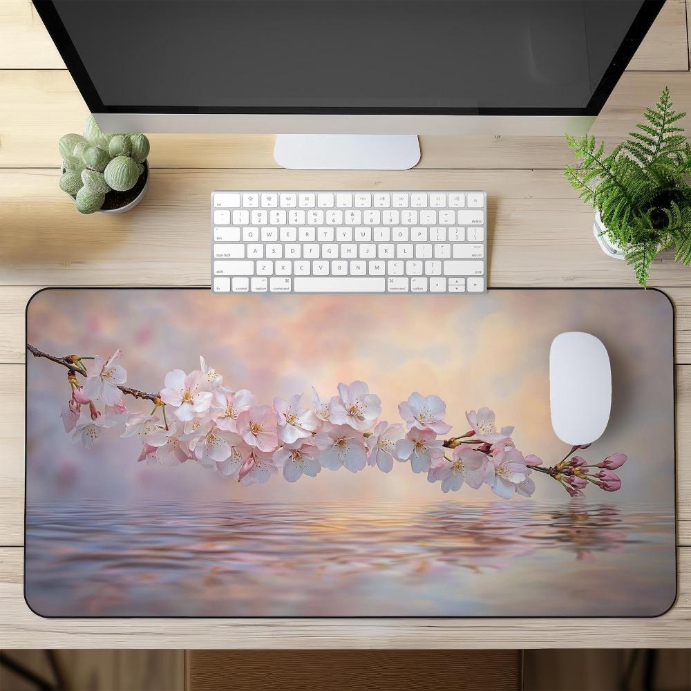 Cherry Blossom Large Gaming Mouse Pad Extended Desk Mat With Pink Floral Design Alfombrillas Para Escritorio Gaming Accessories