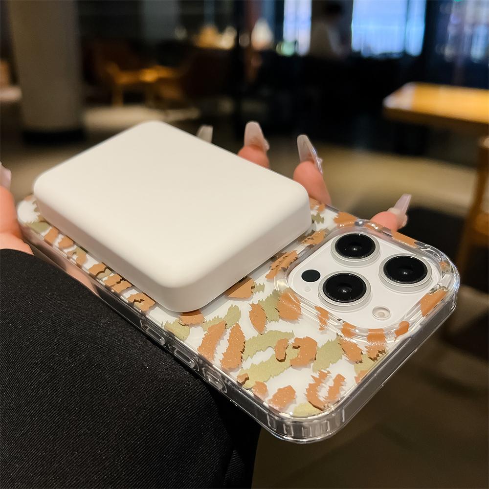Leopard Print Soft Phone Magnetic Case For iPhone 17 Air 16 15 14 13 Pro Max Plus 16E Transparent Shockproof Back Soft Protective Cover