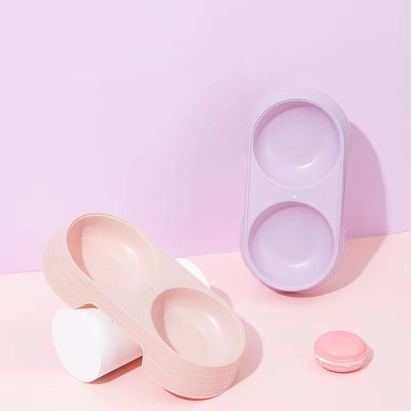 1pc Pet Bowl Round Double Fashionable Simple and Easy To Clean Macaron Color Pet Food Bowl Universal Cat and Dog Pet Supplies