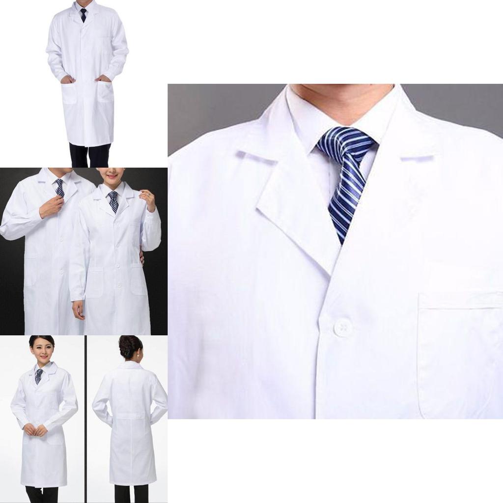 Comfortable Casual Doctor Nurse Uniform Long Sleeve Lab Coat White Workwear
