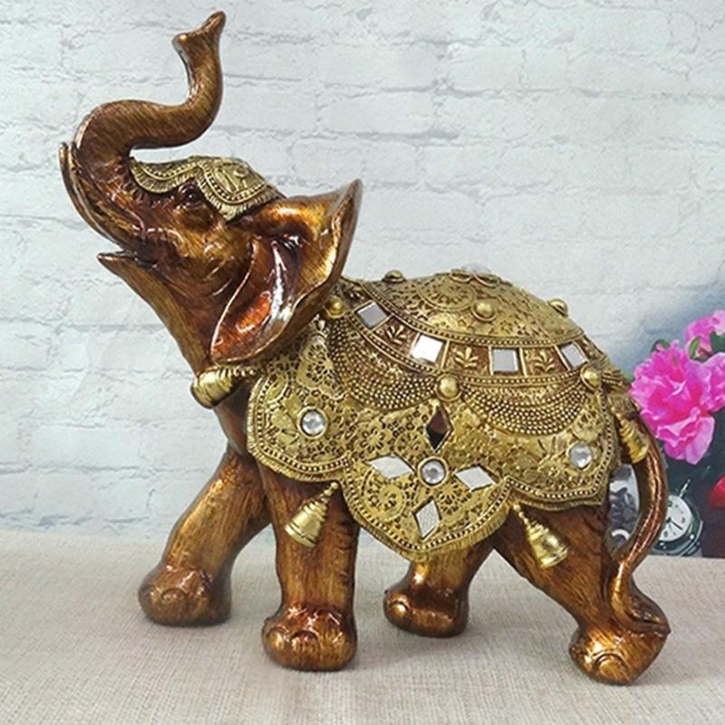 Lucky Elephant Statue Sculptures Decorative Animal Figurines Table Ornament Symbols Wealth Career Home Decorations