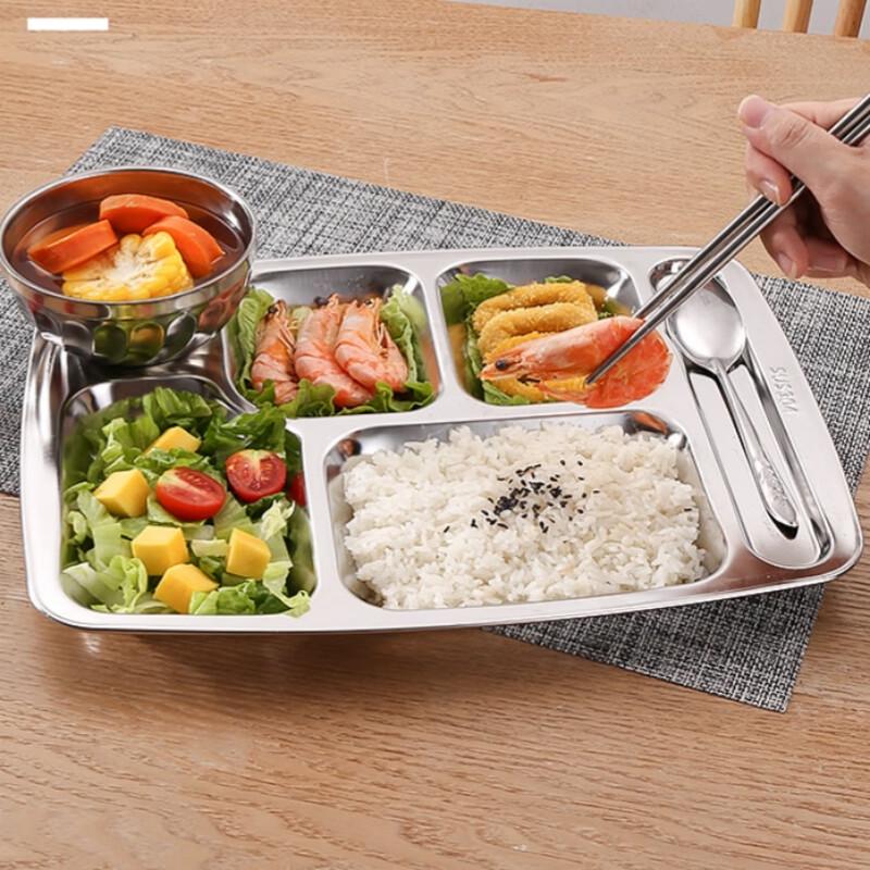 Stainless Steel 6-Compartment Lunch Tray