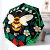 1pc Bee Flowers Automatic Folding Umbrella, Heavy Duty 8 Rib Iron Frame,  Suitable for Travel, Daily Use, Birthday, Decor Gift  26