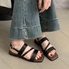 Mode Comemore Zehensandalen Damen 2025 Sommer Retro Weiche Flache Sohle Römische Schuhe Lässig Eckige Zehen Lederriemen Sandalias Mujer