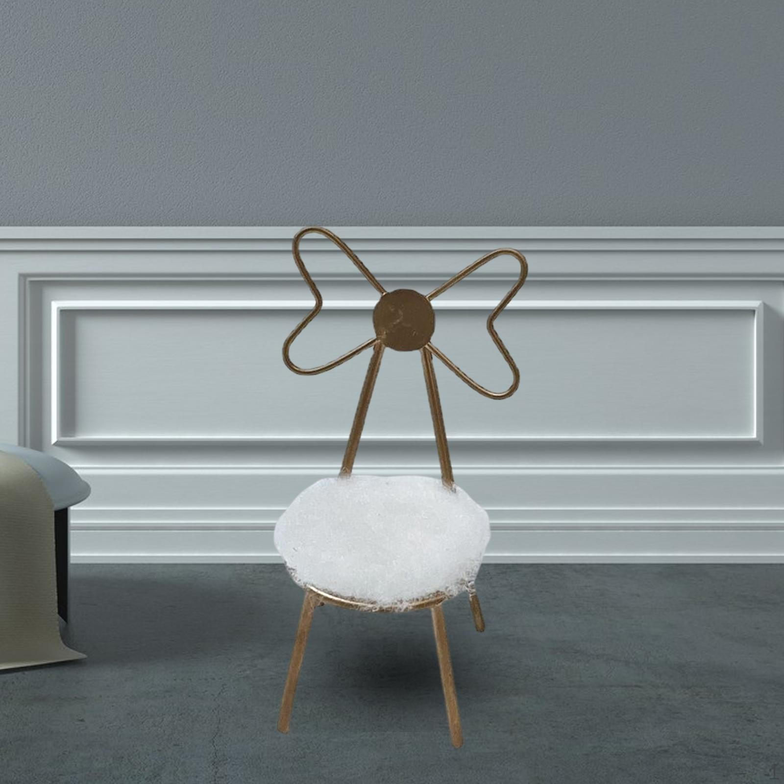 

1:12 масштаб кукольный домик металлический стул с плюшевой подушкой украшения дома аксессуары