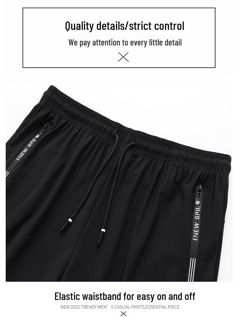 Men's Summer Ice Silk Quick-Dry Elastic Shorts - Lightweight, Breathable Sportswear for Youth.