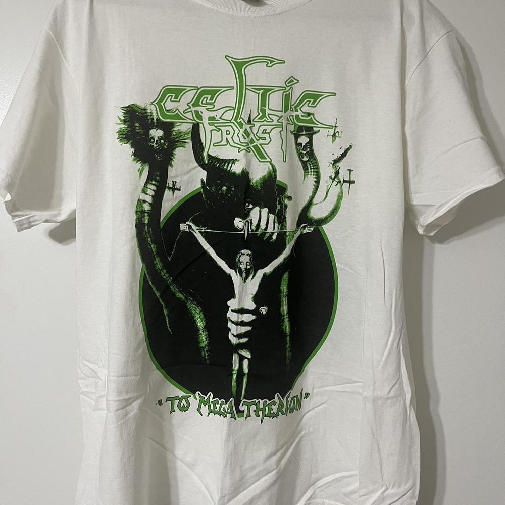 Футболка Celtic Frost To Mega Therion, короткий рукав, хлопок, белая, размеры от S до 5XL, унисекс XL