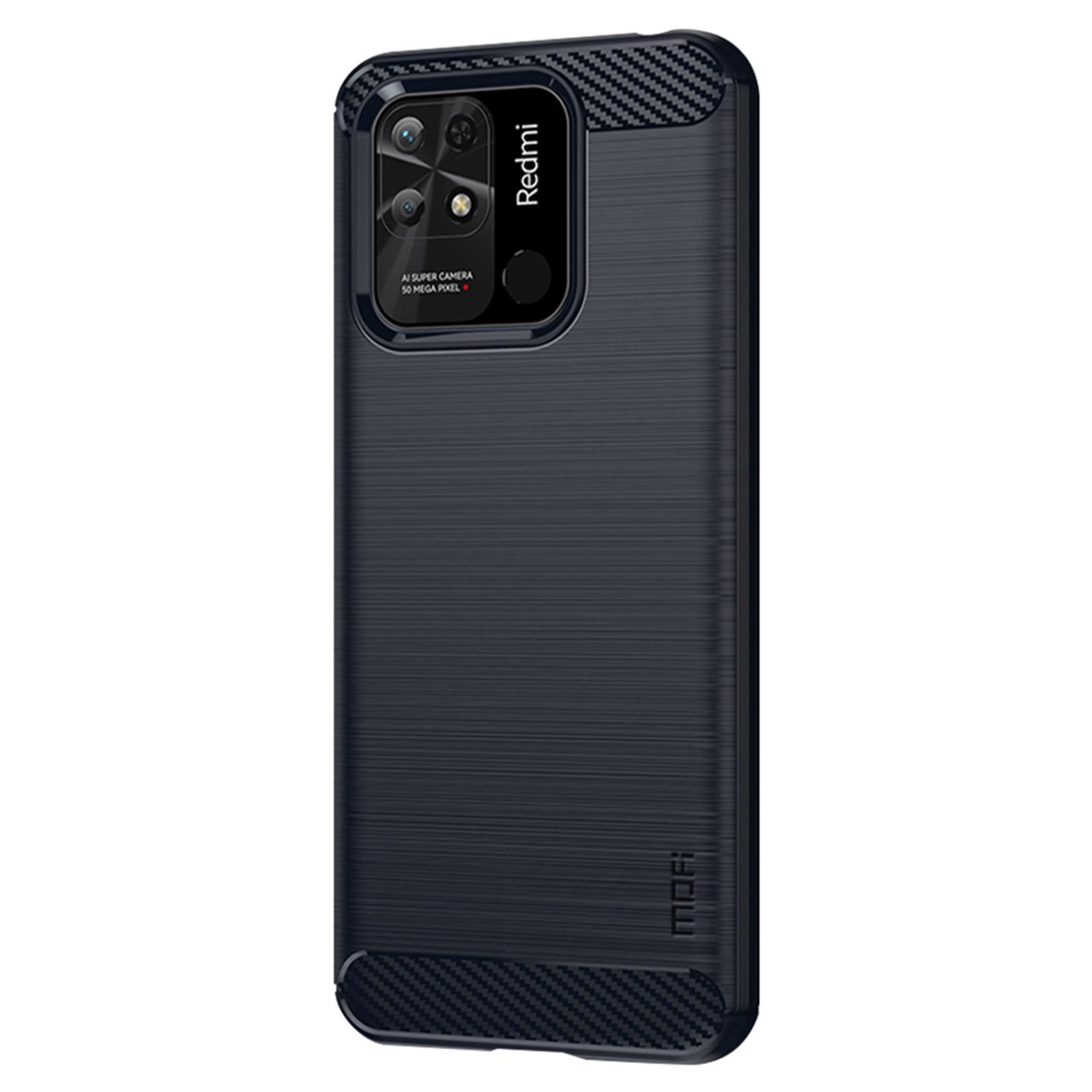 

MOFI JK TPU Series-1 for Xiaomi Redmi 10C 4G Carbon Fiber Texture Brushed Case Drop-Proof Soft TPU Shell Back Cover Blue