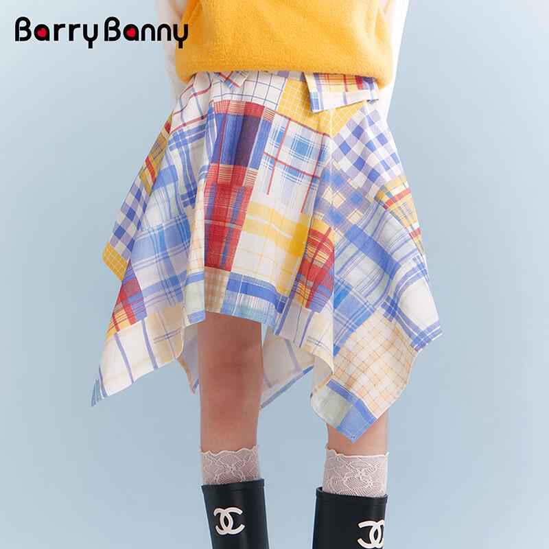 BARRY BANNY Girls  Plaid Contrast Anti-Exposure Skirt 130