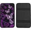 Universal Car Center Console Cushion Pad, Purple Butterfly Soft Waterproof Car Center Console Cover Auto Armrest Seat Box Cover Protector for Most