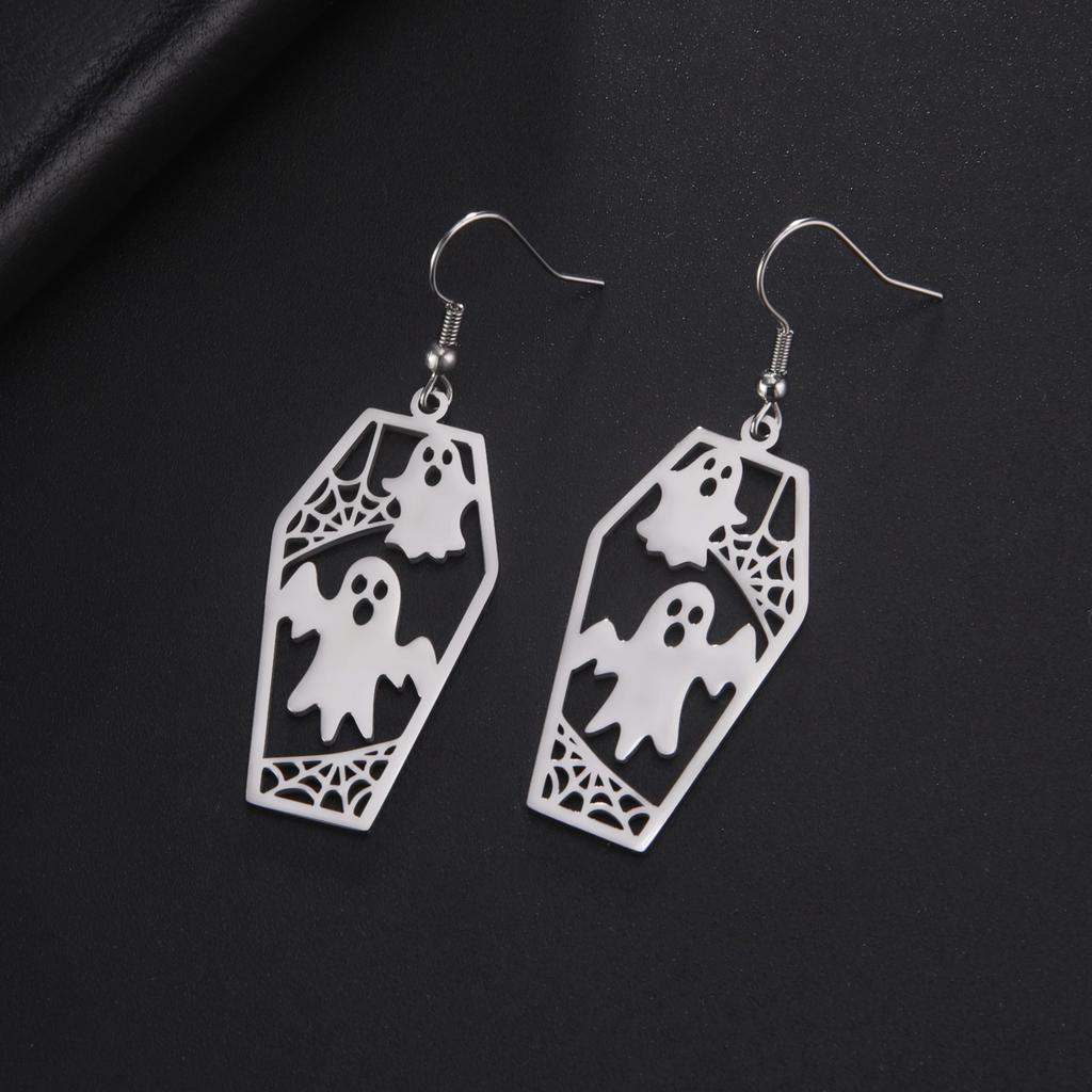 Halloween Ghost Face Earrings Drop Earrings Stainless Steel Ghostface Earring Ghost Spider Web Halloween Party Jewelry Gift