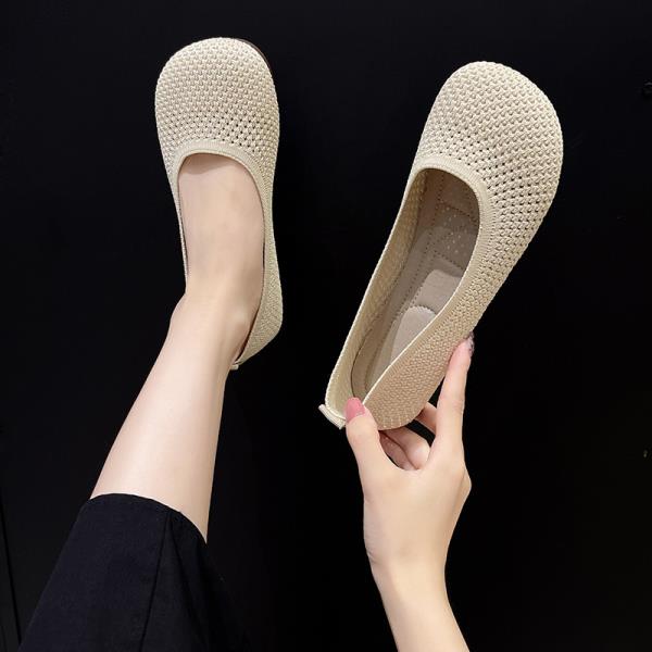 Fashion Casual Woman Shoe Tennis Female Soft Round Toe Knitting Flats Ladies' Footwear Slip-on Breathable Comfortable Dress Slip On Rubb
