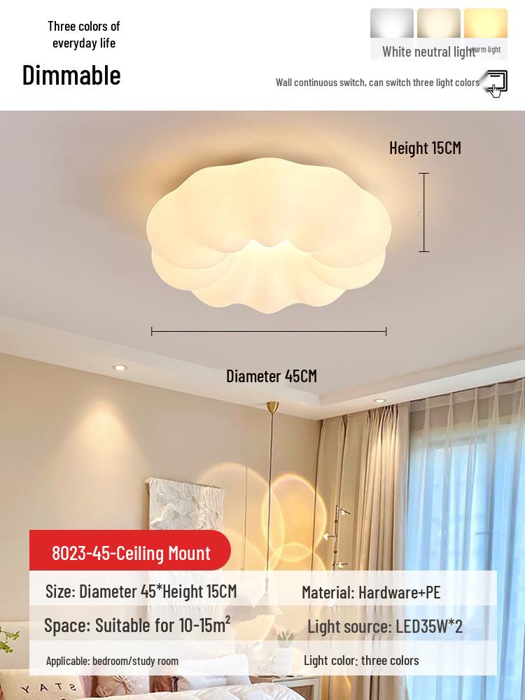 Warm Romantic Solid Wood Flower Ceiling Light for Children's or Master Bedroom