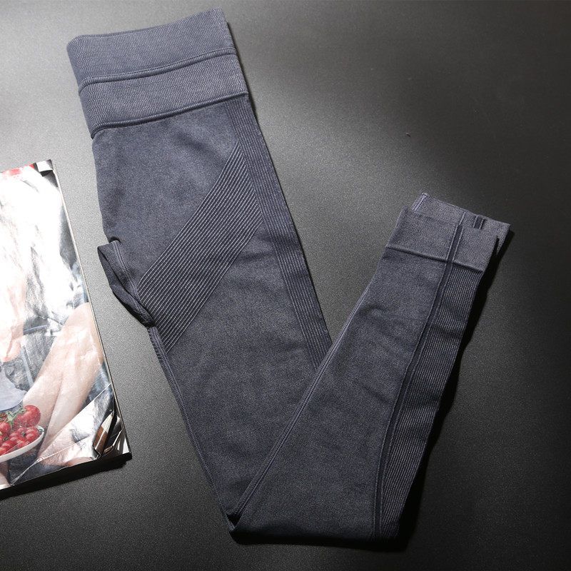 

Fashion Double Layer High Waist Belly Contracting Fitness Pants Women s Tight Retro Denim Stretch Sports Running Thin Yoga Pants in Denim Dark Gray S/M