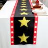 Black Red With Gold Star Movie Night Table Runner Movie Theme Design Movie Night Party Decoration for Movie Night Party Decor
