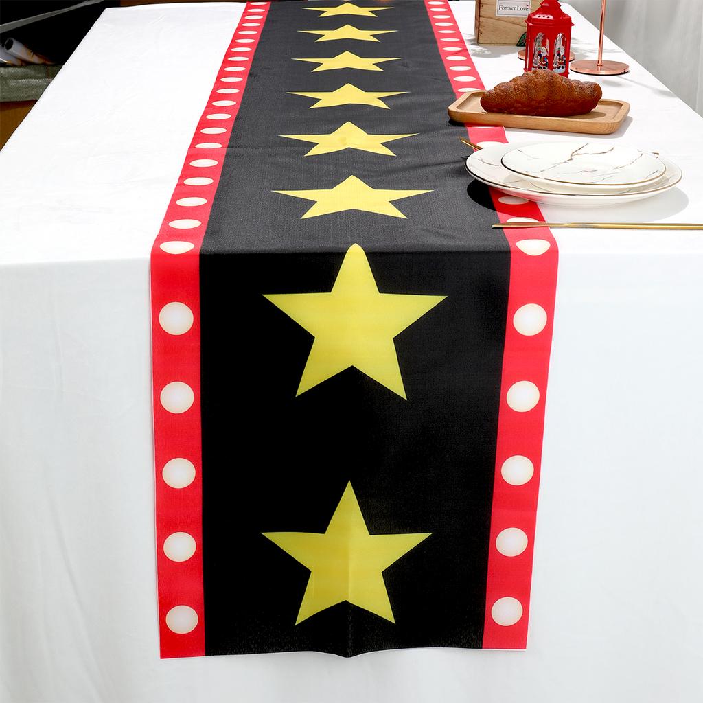 Black Red With Gold Star Movie Night Table Runner Movie Theme Design Movie Night Party Decoration for Movie Night Party Decor