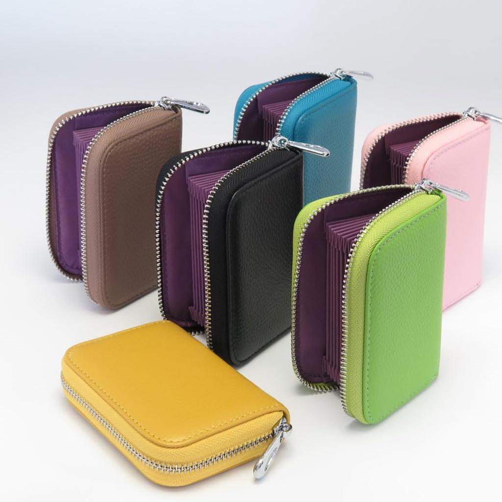 [HAKATA NO MORI LEATHER] Genuine Leather Credit Card Case with Magnetic Interference Protection, Anti-Skimming, RFID Protection, Accordion-Style