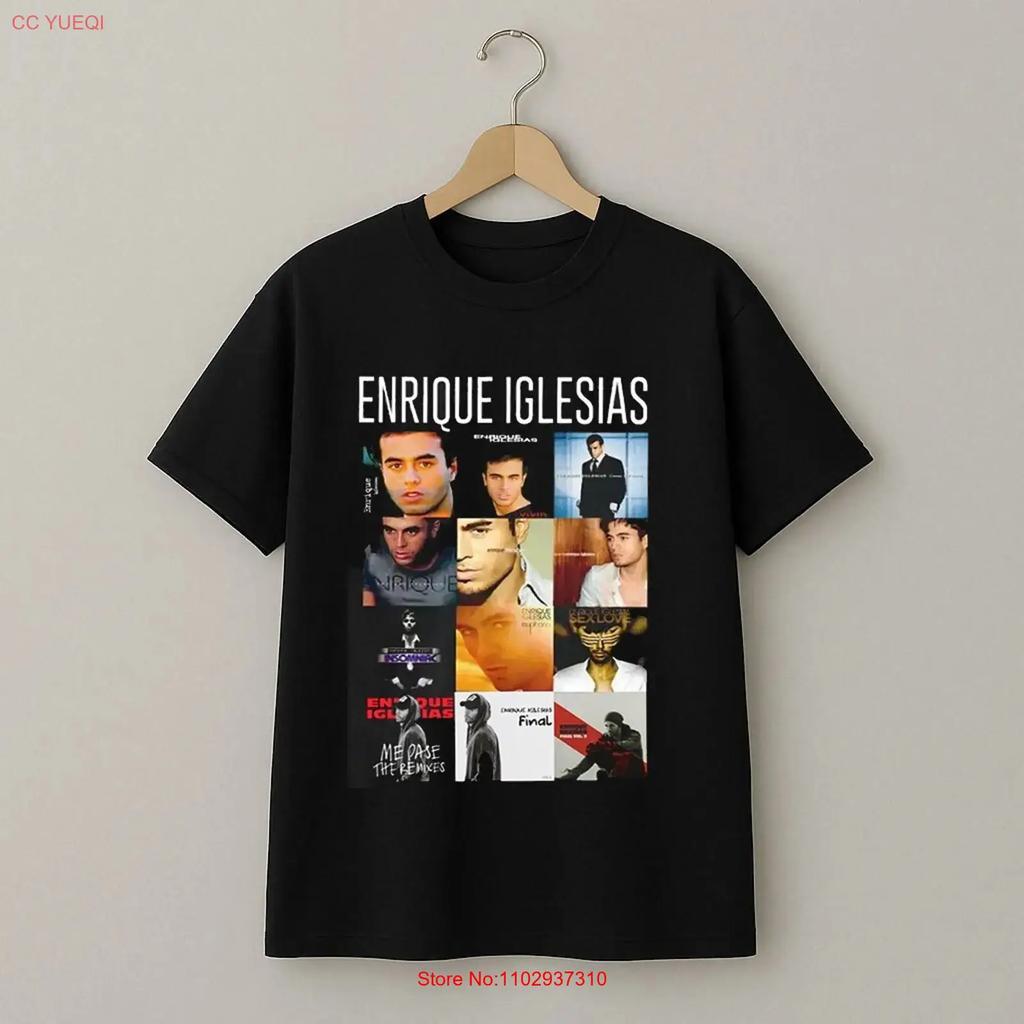 Enrique Iglesias Alle Alben 2025 T-Shirt Schwarz Vintage Leicht Unisex Dehnbar Herren Streetwear Designer Kleidung
