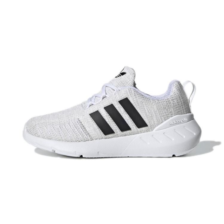 Adidas Originals Swift Run 22 Comfortable Abrasion Resistant Low top Kids  Running Shoes White Black GW8183 30.5
