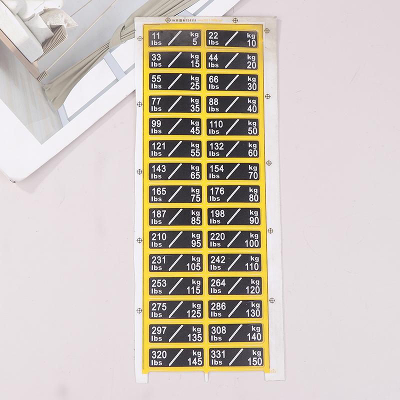 Weight Stack Labels 4.5Kg To 150Kg Black Background White Number Weight Stickers For Fitness Equipment Gym Strength Training