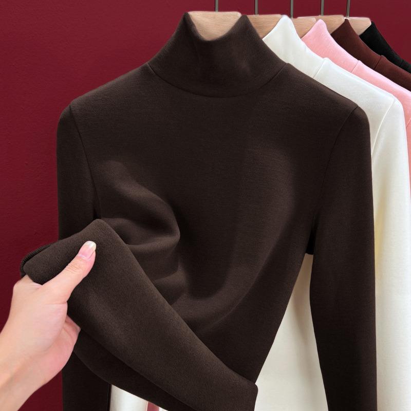 Silk warm fleece heating and thermal underwear women's inner top fleece thickened turtleneck autumn clothes containing wool bottoming shirt winter