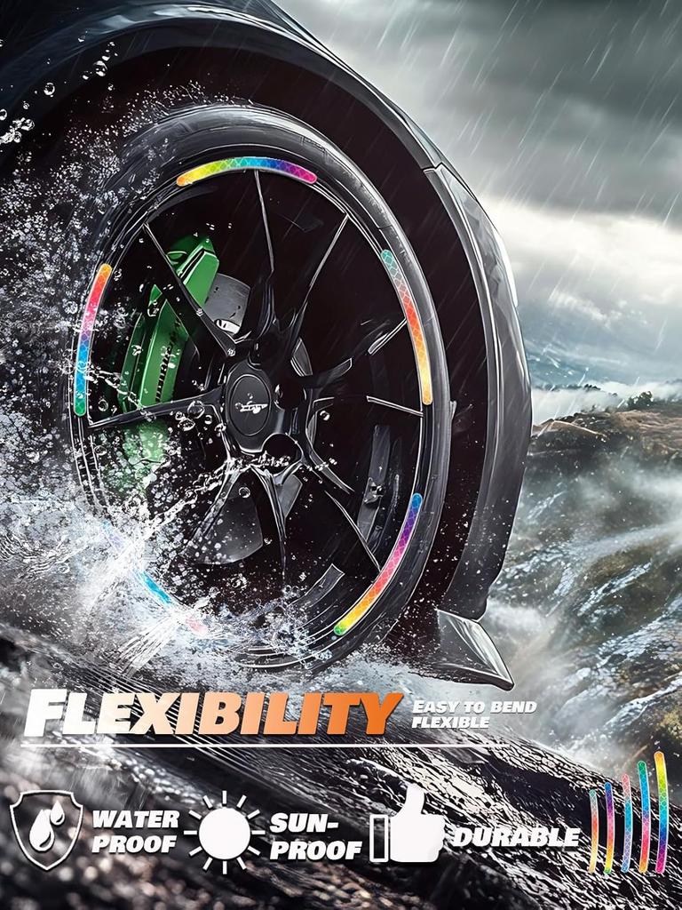 Car Motorcycle Bicycle Wheel Reflective Strip Colorful Hub Stickers Car Styling Decal Sticker Auto Moto Decor Decals Accessories