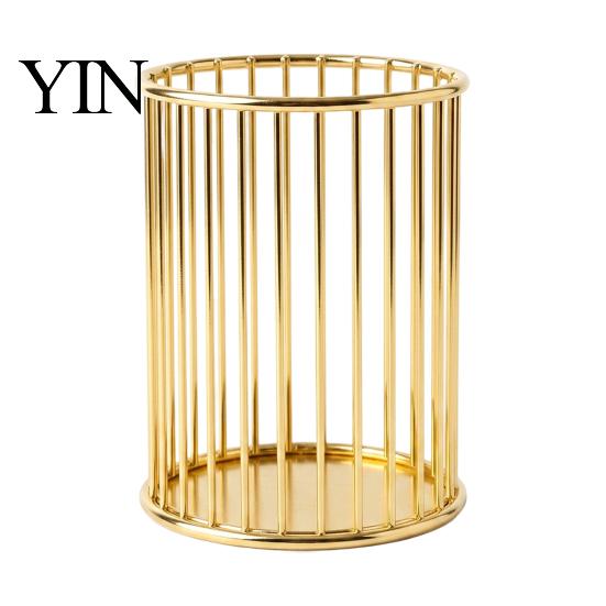 Office Supplies Storage Organizer Pen Holder/Storage Basket, Hollow Grid Iron Tube, Minimalist Metal Wire Basket Durable Pencil for Stationery