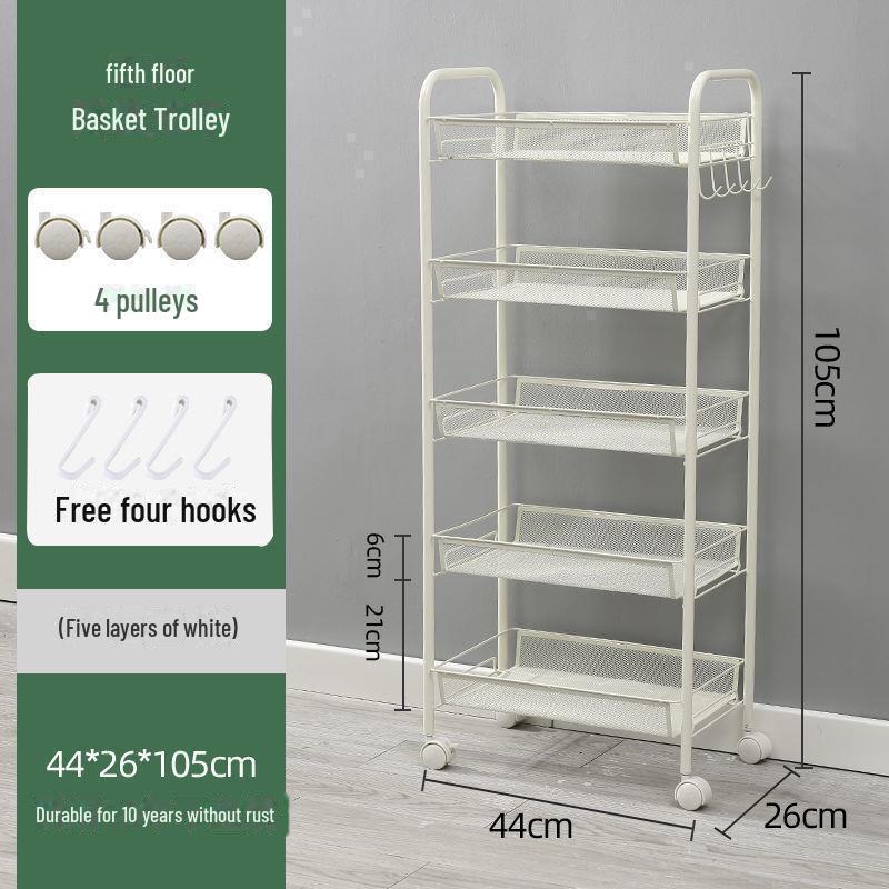 Mobile Snack Storage Rack with Wheels - Versatile Kitchen Shelf Trolley