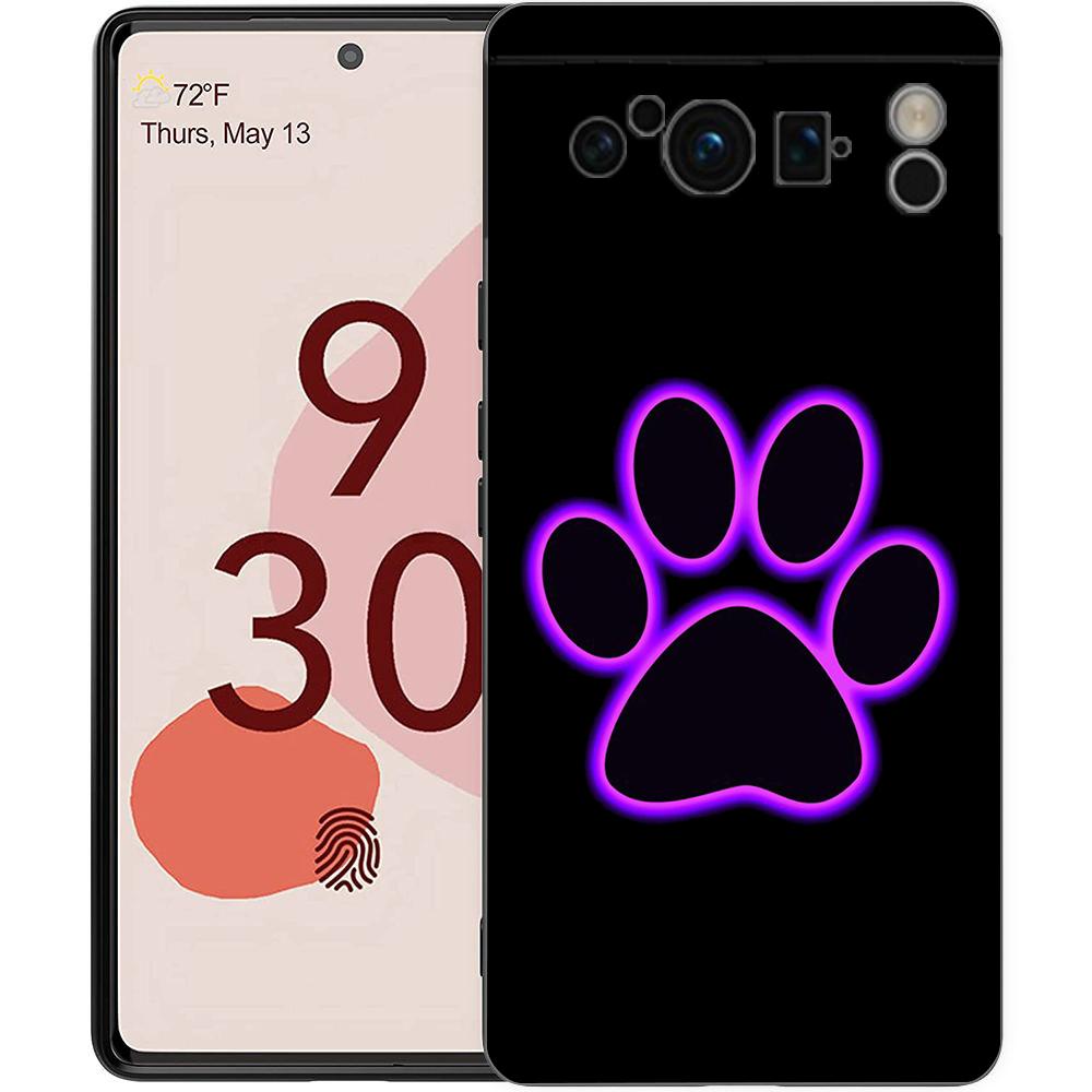 Cute Cat Dog Paw Love Phone Case For Google Pixel 8 7 6 Pro 6A 7A 5G Soft Silicone Shockproof TPU Black Cover Fundas