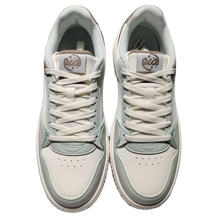Hongxing Erke Casual Comfortable Trendy Non-Slip Lightweight Durable Low-Top Skate Shoes Men Sneaker White Green 11125101178-006