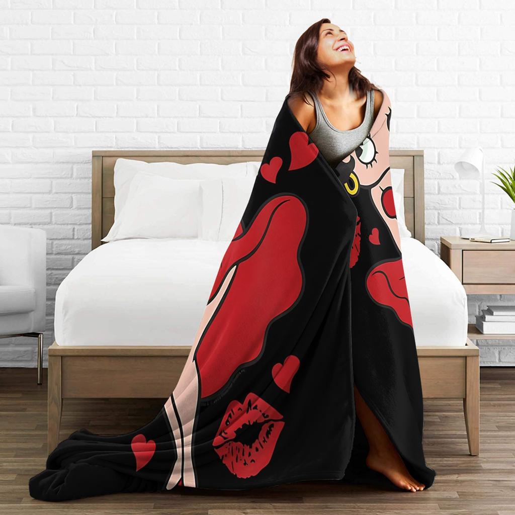B-Bettys Boops Plush Blankets Kids Flannel Throw Blanket For Outdoor Warm Custom Quality Bedspread Gift