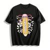 Teacher Appreciation Pencil Floral Print Casual Top Pure Cotton T-shirt