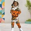 Girls Hooded Long Sleeve Possum Pumpkin Halloween Printed Two Piece Set Kangaroo Pocket Cuffed Pants