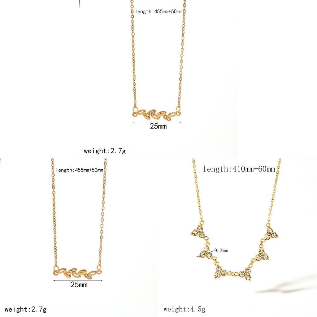 French Style Stainless Steel Necklace With Geometric Water Diamond Pendant For Women