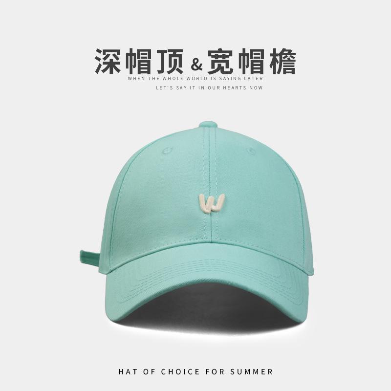

Simple small W letter embroidered baseball cap New spring and summer women s soft top wide brim sun protection versatile cap Adjustable светло-зеленый