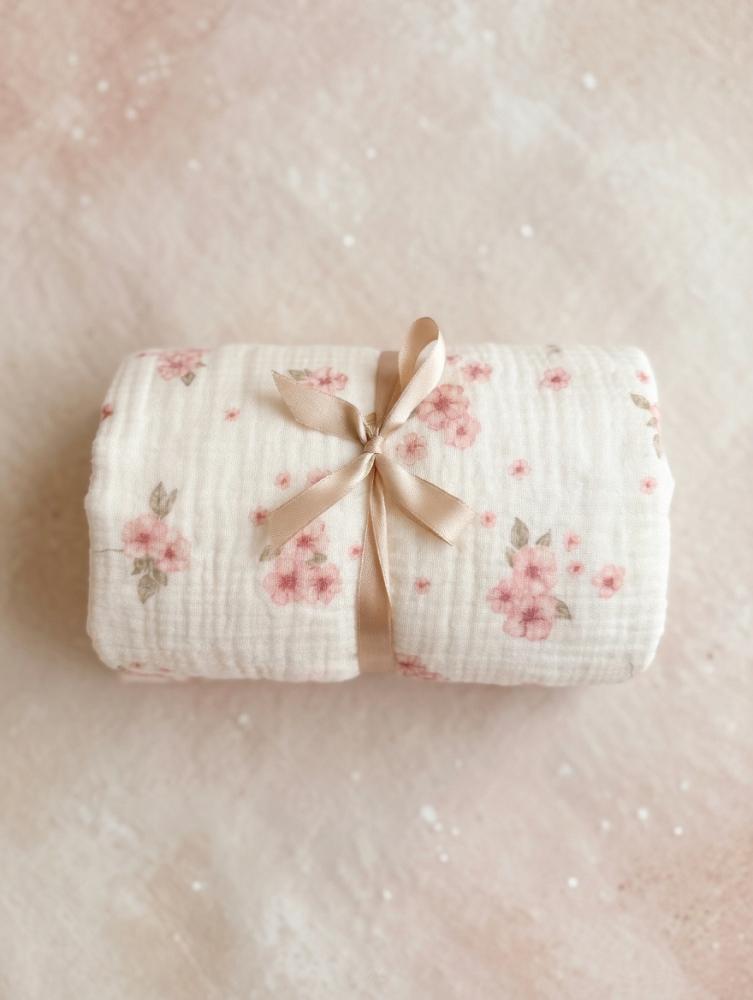Muslin Fitted Sheet for Crib 100*50 (powder Blossom)
