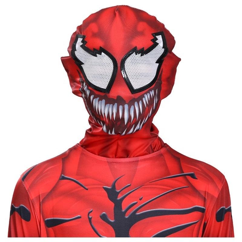 Kids Venom Costume Set with Mask, Premium Lycra 3D, Red 120cm, Ages 4-5