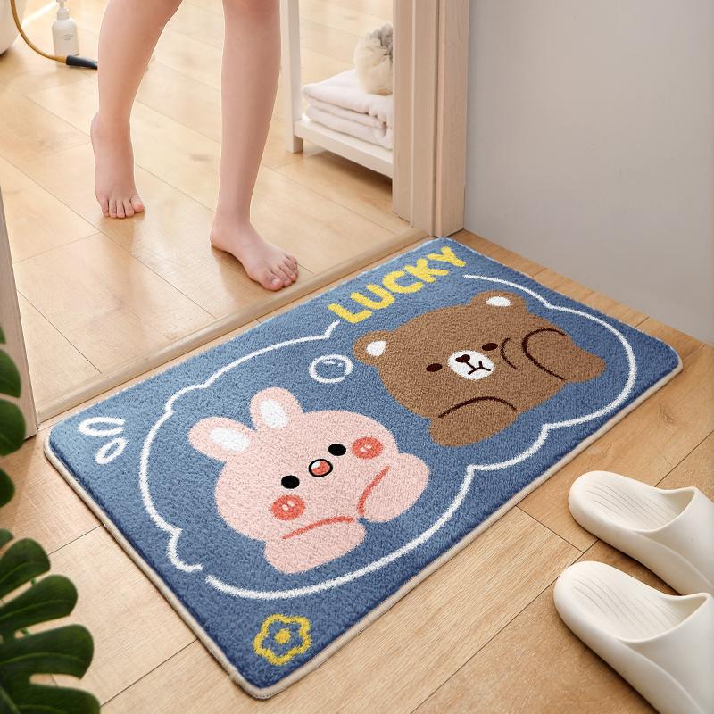 VIKAMA Ins Wind Faux Kaschmir Bodenmatten Badezimmer Klein Frisch Badezimmer Rutschfest Schlafzimmer Fußmatte Heimdekoration 40X60CM(1.3X2FT