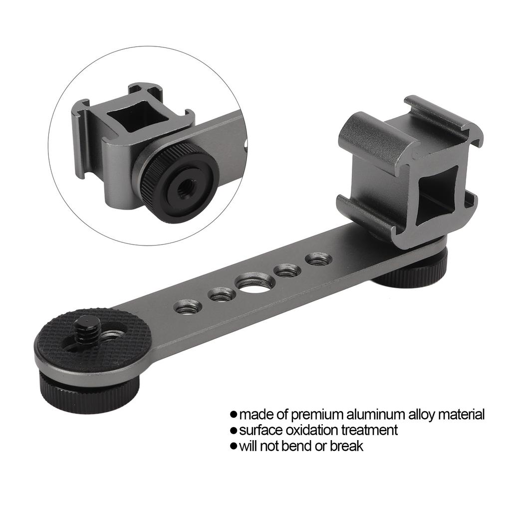 Triple Cold Shoe Extension Bracket Aluminium Alloy Microphone Stand Mount Adapter for Tripod Monopod Stabilizer