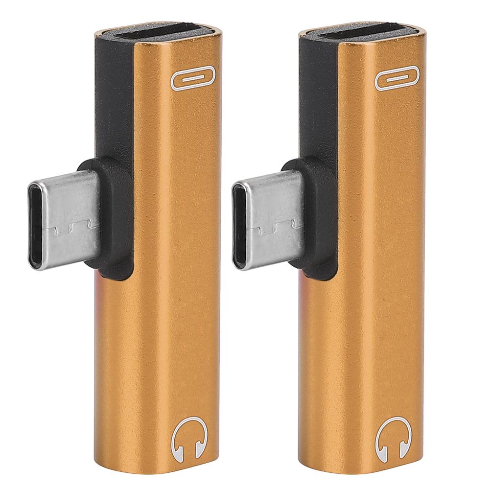 2Pcs 2 in 1 TypeC to 3.5mm Assist Audio Cable Wire Charger Headset Distributor Adapter