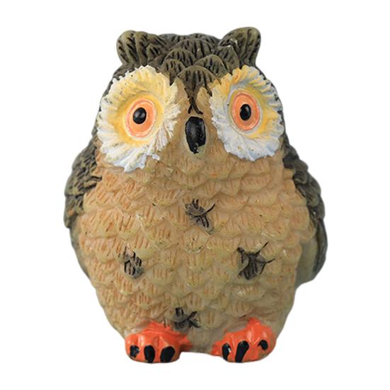 Mini Sova Soška Pryskyřice Ručně Malovaná Sova Ozdoba Miniaturní Zvířecí Figurka pro DIY Mikro Krajinu Bonsaj Vílí Zahrada Dekorace