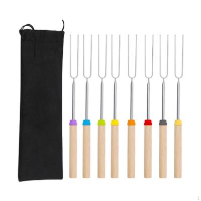 8 Pieces Marshmallows Roasting Sticks Skewers Outdoor Accessories with Wooden Handle