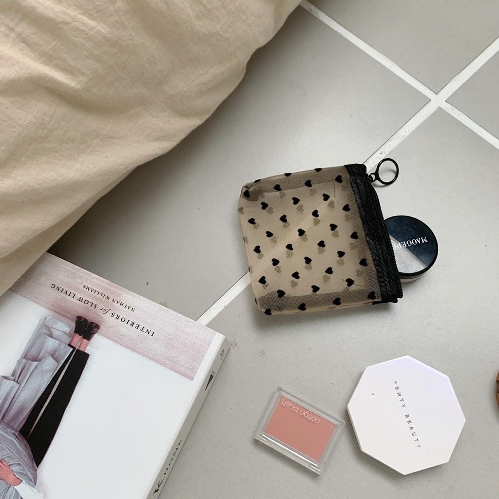 

Transparent Heart Pattern Pvc Makeup Bag Big Capacity Portable Toiletry Bag Stationery Pouch StyleA