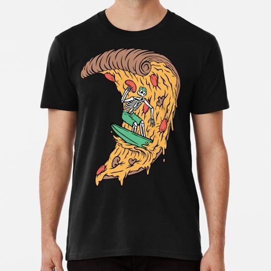 Surfer Boy Pizza Funny Surfing Skeleton Size S to 5XL Made in the USA T-Shirt S разноцветный