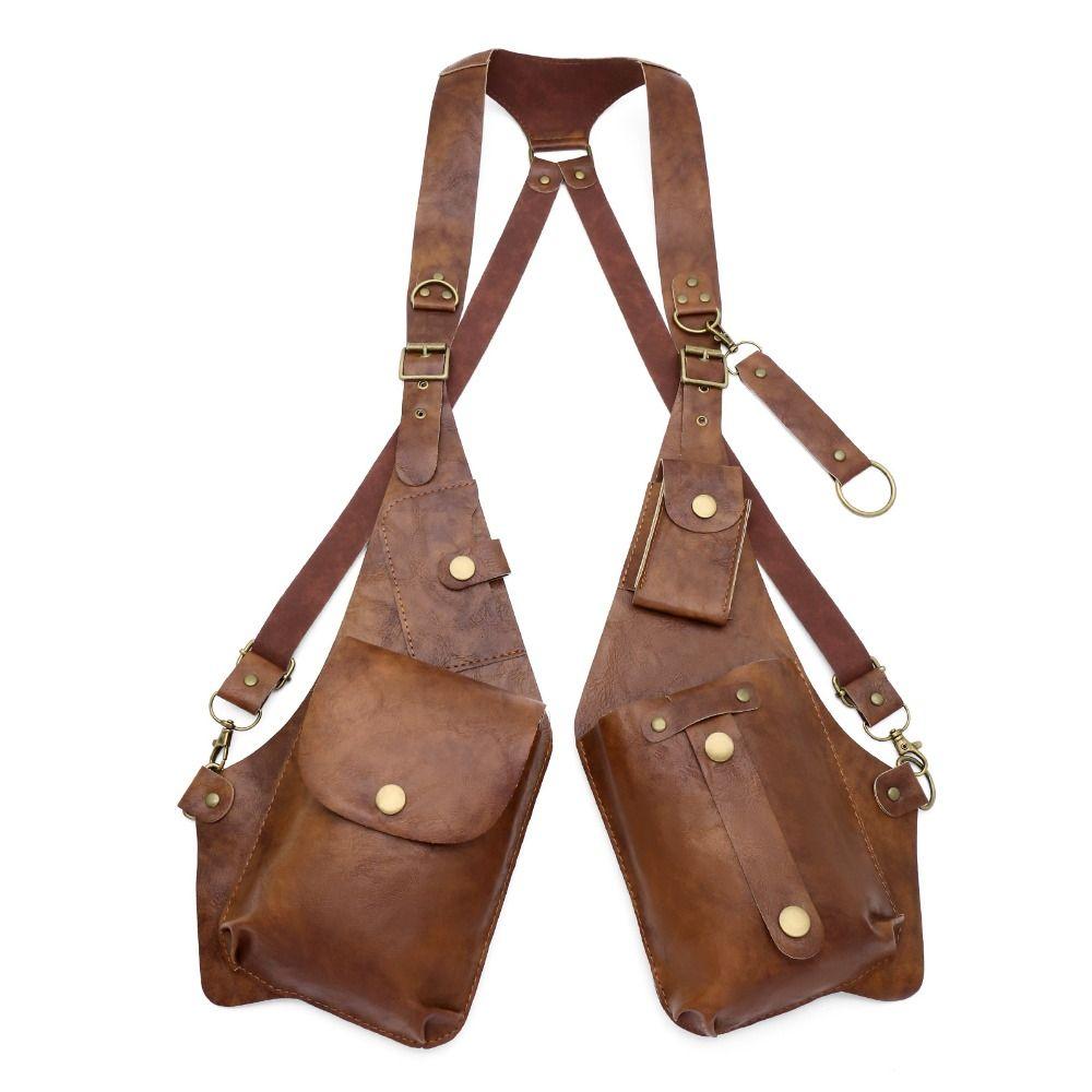 Vest Bag Mobile Phone Purse Vintage Double Shoulder Pouch Chest Bag Shoulder Harness Bag  Cosplay